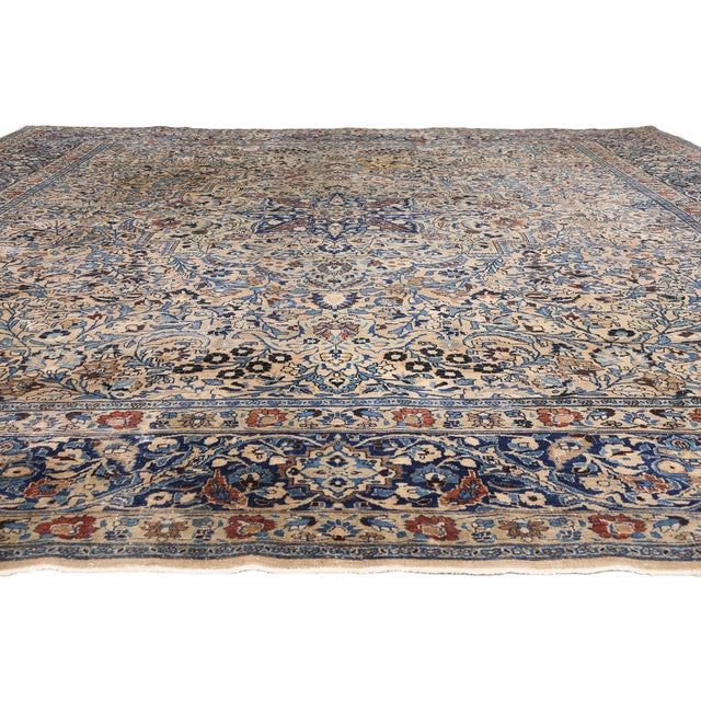 Antique Persian Mashhad Rug, 12'09 X 14'11 For Sale - Image 4 of 11