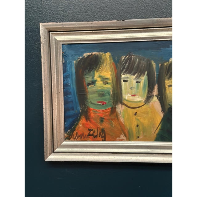 Louis Zelig, Three Little Children, 1960s, Oil Painting on Panel, Framed For Sale - Image 4 of 13