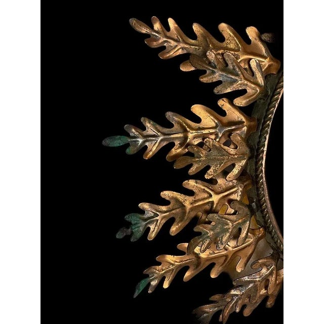 Oval Oak Leaf Sun Mirror, 1950s For Sale - Image 16 of 17