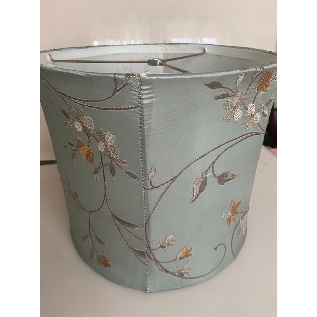 Late 20th Century Late 20th Century French Embroidery Floral Leaf Lamp Shade For Sale - Image 5 of 8