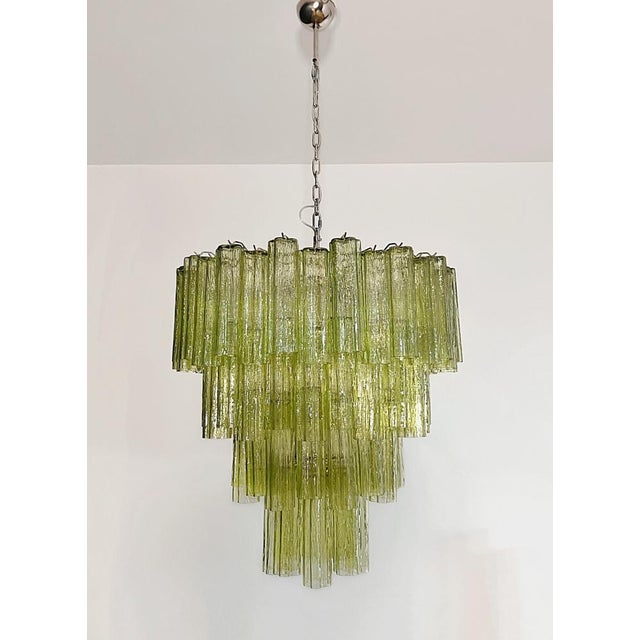 Large Vintage Green Murano Glass Tiered Chandelier, 1990s For Sale - Image 13 of 18