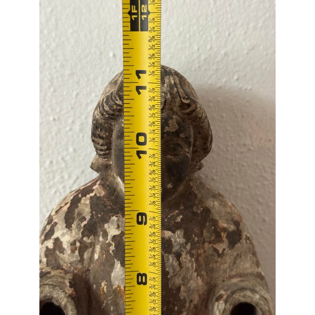 Printmaking Materials Antique Wooden Santos Figure, Hand-Carved Polychrome Religious Folk Art Sculpture For Sale - Image 7 of 12