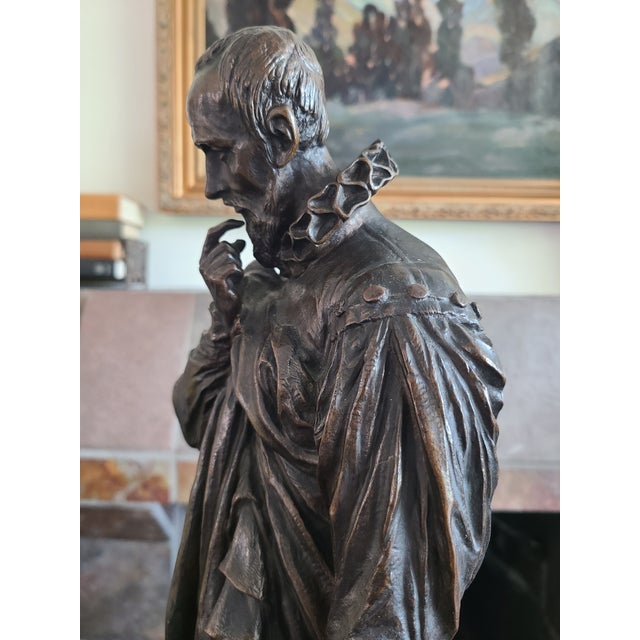 Metal Pierre-Jean David Antique 19th Century Bronze Sculpture Statue of Ambroise Paré For Sale - Image 7 of 18