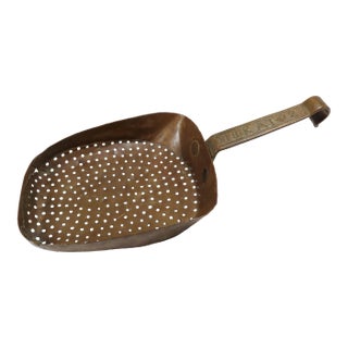 Antique Dated 1802 Completely Hand Made - Hand Wrought Copper Cheese Makers Curds Colander - Skimmer For Sale