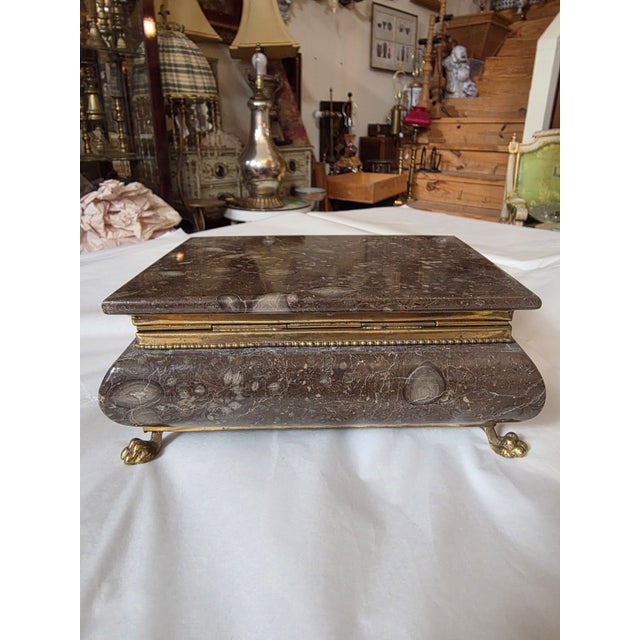 Brown Stone Box With Paw Feet For Sale - Image 8 of 10
