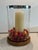 2010s Gorgeous Retired Arteriors Home Milena Glass Hurricane With Wood Base & Polished Stainless Accents For Sale - Image 5 of 10