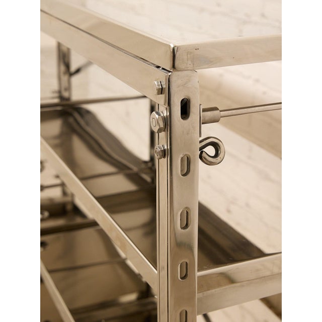 Metal Late 20th Century Chrome & Mirrored Glass Étagère Console With X-Brace Detail For Sale - Image 7 of 12