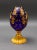 Traditional Mid 20th Century Style of Faberge Cobalt Blue Cut Crystal Gold Gilt Floral Love Birds Egg For Sale - Image 3 of 6