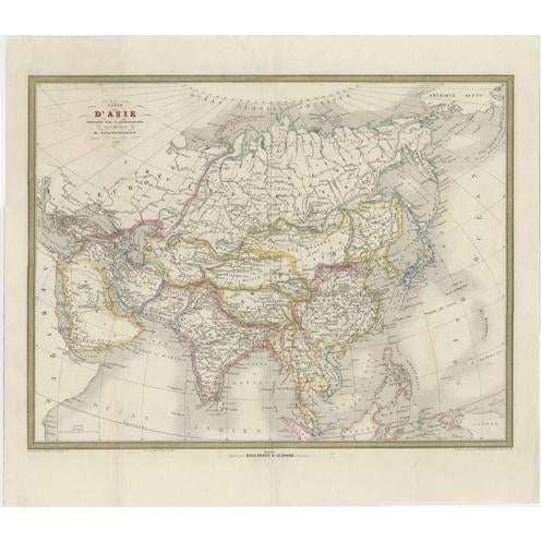 French Map of Asia with Russia, China and India by Cortambert, 1864 For Sale