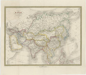 French Map of Asia with Russia, China and India by Cortambert, 1864