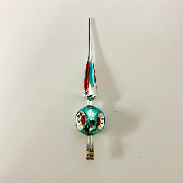 This is a lovely Antique Hand-blown Mercury Glass Tree Topper from Germany. It was issued by Max Echardt & Sons out of NYC...