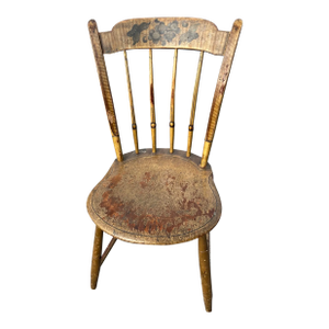 A Antique New England Paint Decorated Country Farmhouse Windsor Side Chair, 1820’s