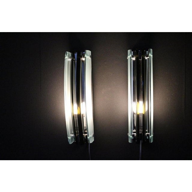 Blue Sconces in Smoked and Light Green Glass in the style of Max Ingrand, 1960s, Set of 2 For Sale - Image 8 of 15