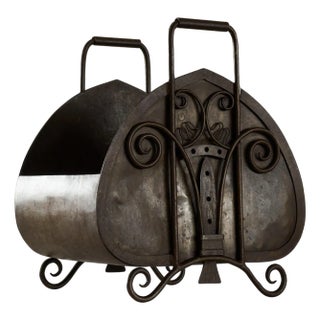 Arts and Crafts Log Holder in Wrought Iron, 1920s For Sale