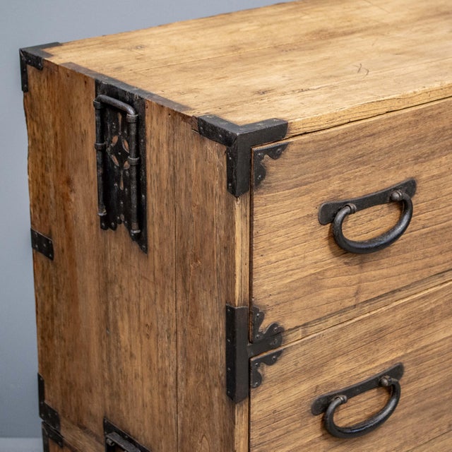 Early 20th Century Antique Japanese Kiri 2 Piece Tansu For Sale - Image 5 of 14