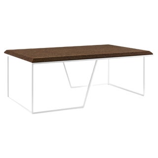 Grão #1 Center Table in Dark Cork with White Legs by Mendes Macedo for Galula For Sale