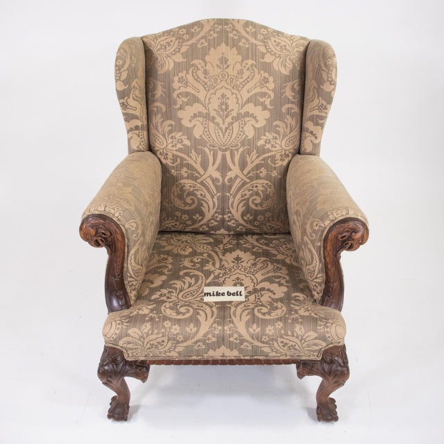 Late 20th Century George II Style Walnut Wing Armchair by Mike Bell For Sale - Image 18 of 18