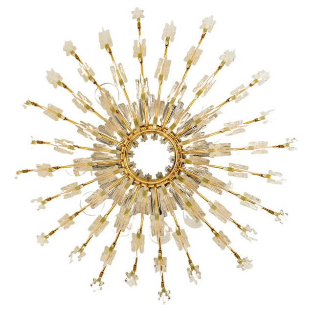 Crystal and Gilded Brass Ceiling Light by Oscar Torlasco for Stilkronen, 1970s For Sale - Image 11 of 11