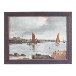 Oil on Canvas Harbor Painting by Alexander Webster For Sale