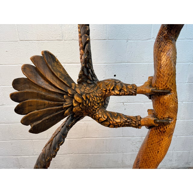 Hand-Carved Eagle & Serpent Wood Sculpture For Sale - Image 10 of 17