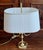 Vintage Table Lamp with Brass Frame and Cream-White Fabric Shade from Schulz & Adam, 1990s For Sale - Image 4 of 8