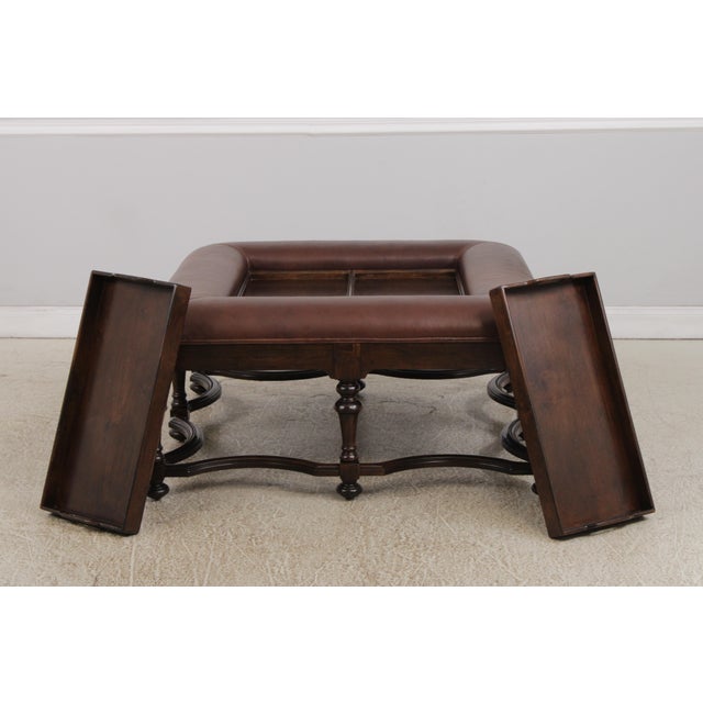 Lillian August Lillian August by Drexel Leather Coffee Table Ottoman For Sale - Image 4 of 15