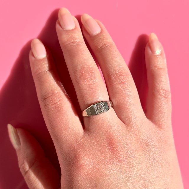 Art Deco 14k White Gold Old European Cut Diamond Ring, Size 7.75 For Sale - Image 11 of 14