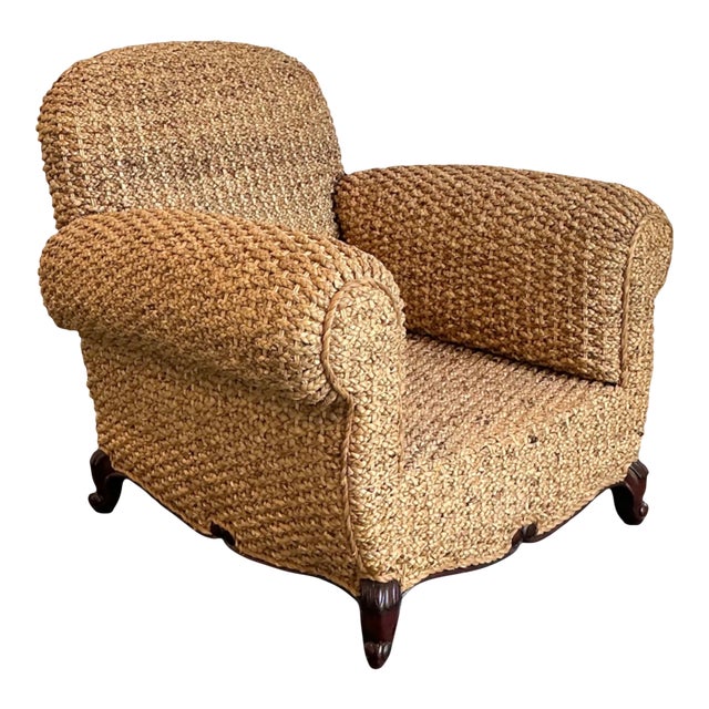 Vintage Ralph Lauren Organic Modern Woven Seagrass Club Chair For Sale