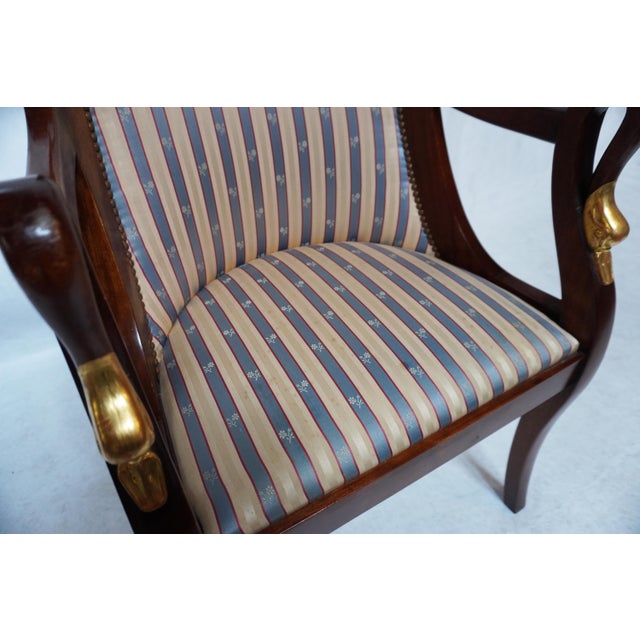 Mid 20th Century Empire Style Barrel Back Armchair With Swan Head Detail For Sale - Image 12 of 16