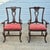 This is a beautiful pair of paint decorated walnut arm chairs by American furniture maker Lane. Pretty polychrome floral...