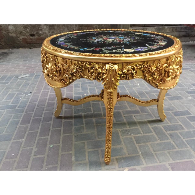 Wood Late 20c Italian Baroque Gold Beech Floral Dining Table – 1 Pc For Sale - Image 7 of 9