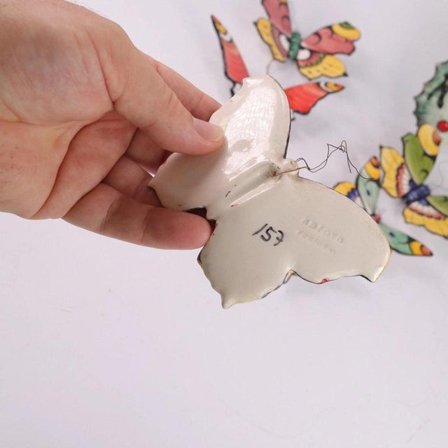 Ceramic Italian and Portuguese Ceramic Butterfly Wall Plaques, 1970s, Set of 8 For Sale - Image 7 of 14