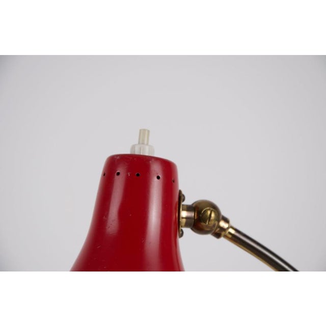 Metal Brass and Red Metal Table Lamp by Giuseppe Ostuni, 1960s For Sale - Image 7 of 11