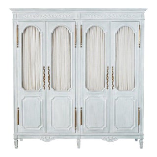 Louis XVI Gustavian Style Painted Wardrobe Armoire For Sale