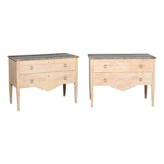 Late 20th Century Pair of Italian Raised Chests with Grey Marble Tops For Sale