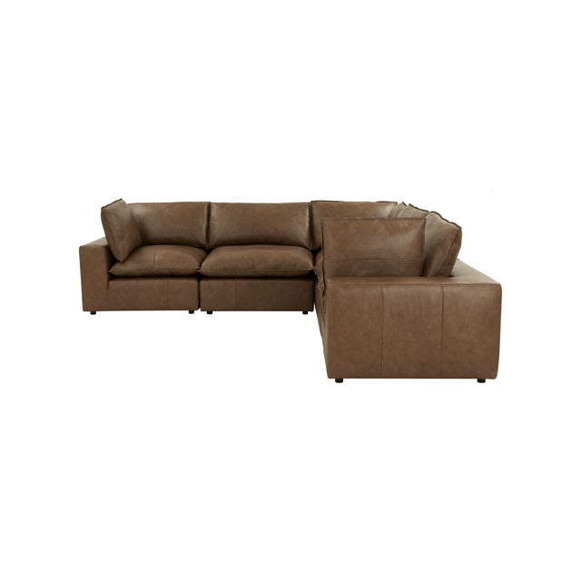 Cali Brown Leather Modular L-Sectional For Sale - Image 4 of 9