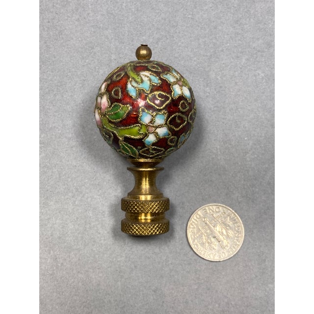 Vintage Cloisonne Floral Lamp Finial For Sale In New York - Image 6 of 10