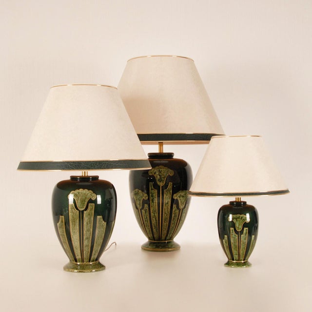 Vintage French Table Lamps Green Faux Marble Porcelain Vase Lamps Ceramic - Set of 3 For Sale - Image 13 of 13