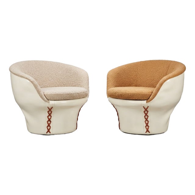 Mid-Century Modern Hungarian Mushroom Lounge Chairs with Bouclé Upholstery, 1960s, Set of 2 For Sale