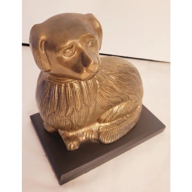 English Vintage Brass Staffordshire Dog Statue Room Decor For Sale - Image 3 of 10