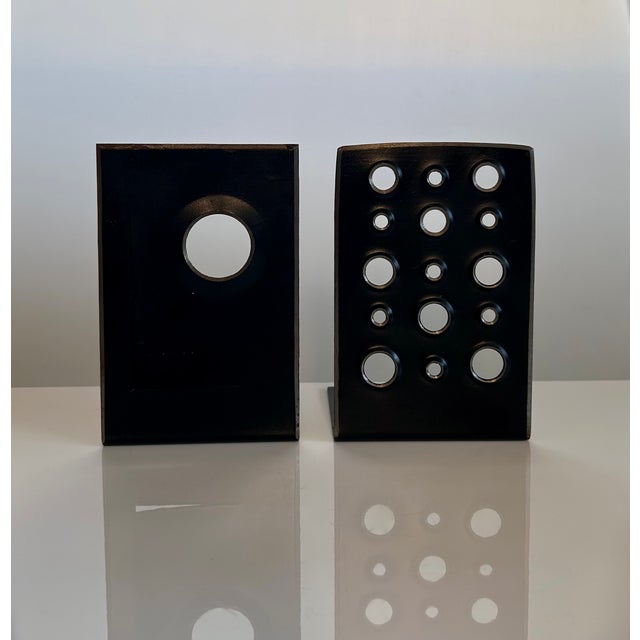 Black Modernist Sculptural Bookends in Steel, Germany 1950s, Set of 2 For Sale - Image 8 of 18
