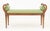 French Empire Style Mahogany Curved Window Seat, with rolled arms, green upholstered seat with two cylindrical pillows on...