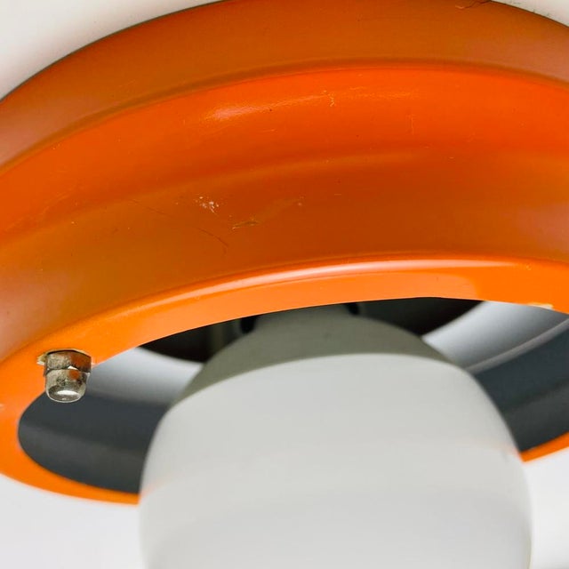 Space Age Scandinavian Modern Orange Metal Light Fixture, 1970s For Sale - Image 10 of 15