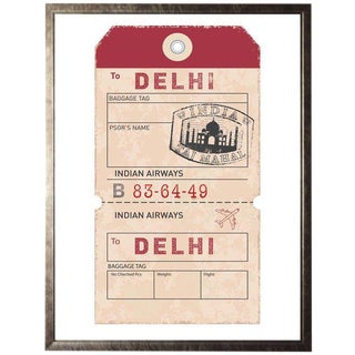 Delhi Travel Ticket - 13.5" X 17.5" For Sale