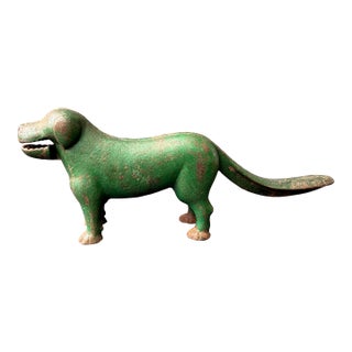 Antique Green Cast Iron Dog Nutcracker For Sale