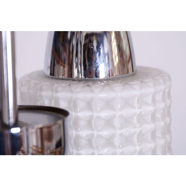 Mid-Century Chandelier in Chrome, Steel and Opaline Glass, Czech, 1960s For Sale - Image 6 of 12