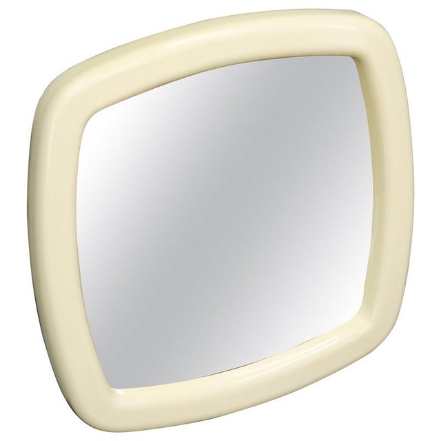 Italian Space Age Square Cream Plastic Wall Mirror, 1970s For Sale - Image 9 of 9