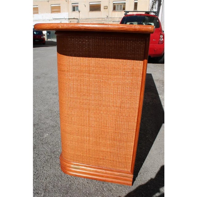 Tan Bamboo & Wood Sideboard from Roberti Rattan, Italy, 1970s For Sale - Image 8 of 16