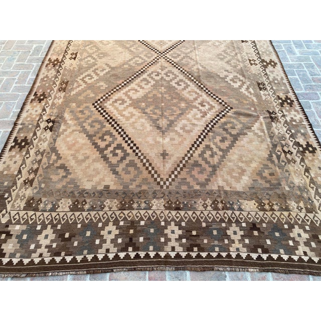 Traditional Handwoven Vintage Kilim Rug in Beige, Brown and Soft Gray, 9.6 X 16.1 Ft For Sale - Image 3 of 15
