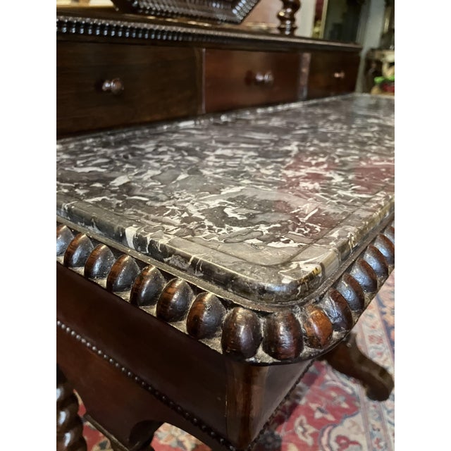 Victorian Dressing Table in Mahogany with Black Marble Top and Mercury Mirror Glass, 1890s For Sale - Image 6 of 12